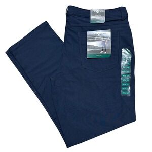 Benton Performance Pant 40x32 Navy Blue Stretch Slim Fit UPF 30 Members Mark New